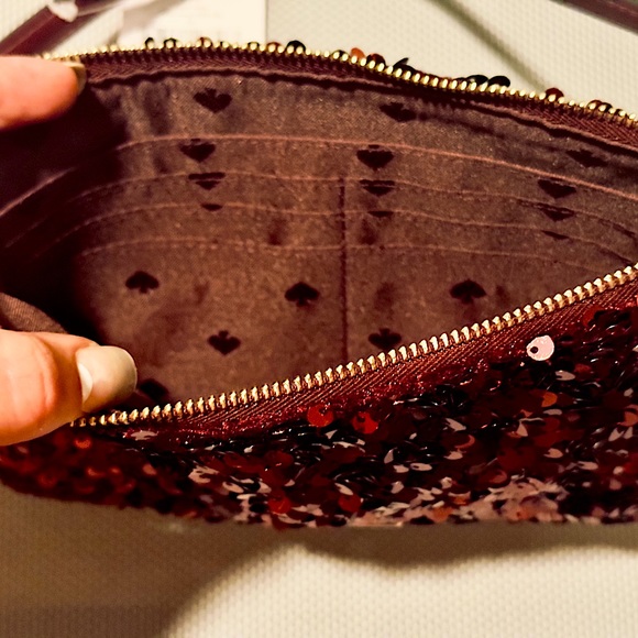 Kate Spade ♠️ Kiki Convertible Sequin Wristlet (Deep Berry) - Picture 9 of 13